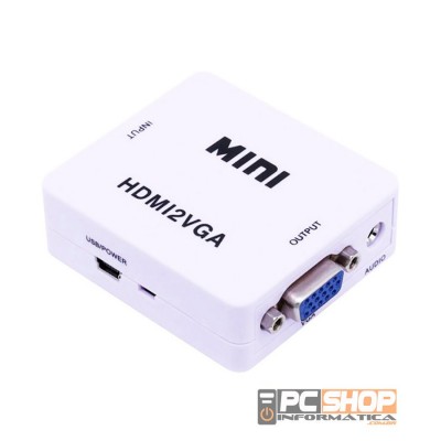 Conversor HDMI para VGA com Saída de Áudio P2 HDMI2VGA